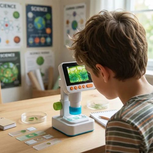 מיקרוסקופ דיגיטלי לילדים 150X עם מסך LCD צבעוני