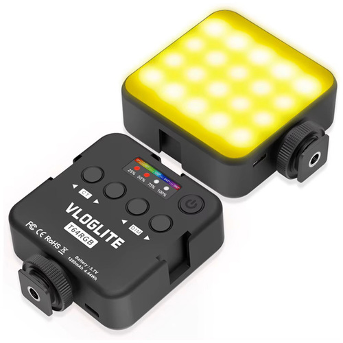 פנס LED נייד למצלמה ולנייד VLOGLITE T64 RGB 4W Full Color
