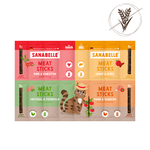 חטיף לחתול Sanabelle סנבל  20 מקלות בשר חצויים מגוון טעמים