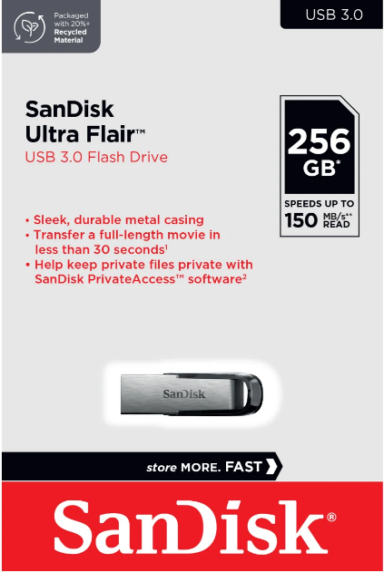 זיכרון נייד SanDisk Ultra Flair Z73 256GB