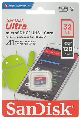 כרטיס זכרון SanDisk 32GB Ultra microSDHC UHS-I