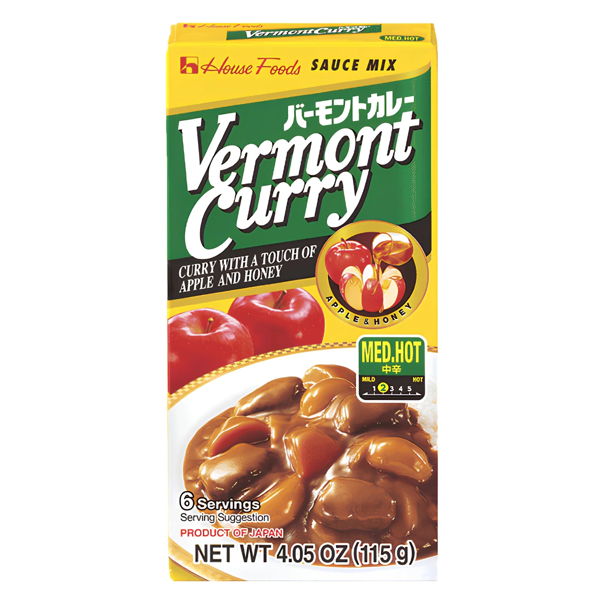 VERMONT CURRY" HOUSE FOODS" - ורמונט קארי עם נגיעות תפוח ודבש 115 גרם 
