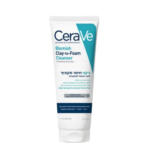 ניקוי חימר מקציף לעור הנוטה לפצעונים Cerave  Blemish Clay To Foam Gel 118ml 