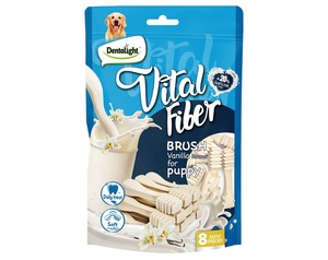 Dentalight חטיף דנטלי "Vital Fiber" לגור בטעם וניל בצורת מברשת שיניים | 80 גרם