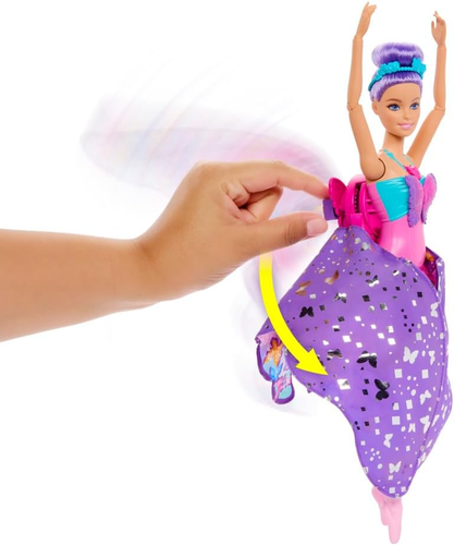 בובת ברבי רקדנית פרפר 2 ב-1 משנה צורה עם כנפיים נפתחות