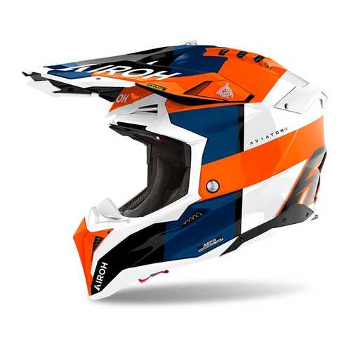 קסדת שטח אירו אביאטור כתום / לבן / כחול  – AIROH AVIATOR 3.0