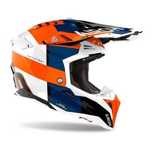 קסדת שטח אירו אביאטור כתום / לבן / כחול  – AIROH AVIATOR 3.0