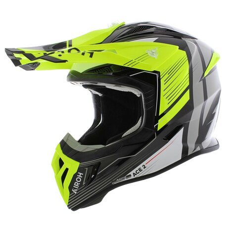 קסדת שטח אירו אביאטור אייס 2 שחור / זוהר / אפור – AIROH AVIATOR ACE 2  