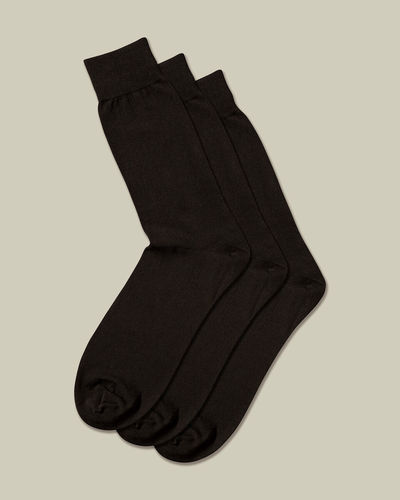 מארז 3 זוגות גרביים שחורות - Black cotton rich socks  