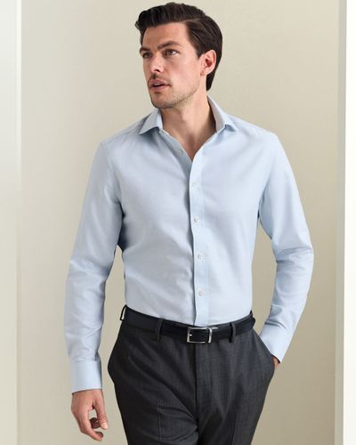 חולצה טורקיז בהיר גזרת אקסטרה סלים -Pale teal green non-iron stretch Trafalgar weave extra slim fit shirt