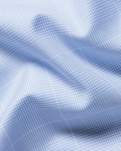 חולצה משובצת כחולה גזרת אקסטרה סלים -Sky blue Prince of Wales check non-iron twill extra slim fit shirt
