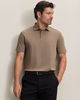 חולצת פולו קאמל אלגנטית - Camel short sleeve cotton stretch smart pique polo