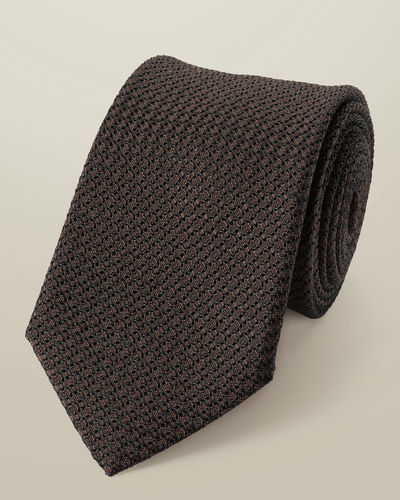 עניבה איטלקית חום שוקולד - Chocolate brown Grenadine silk Italian tie