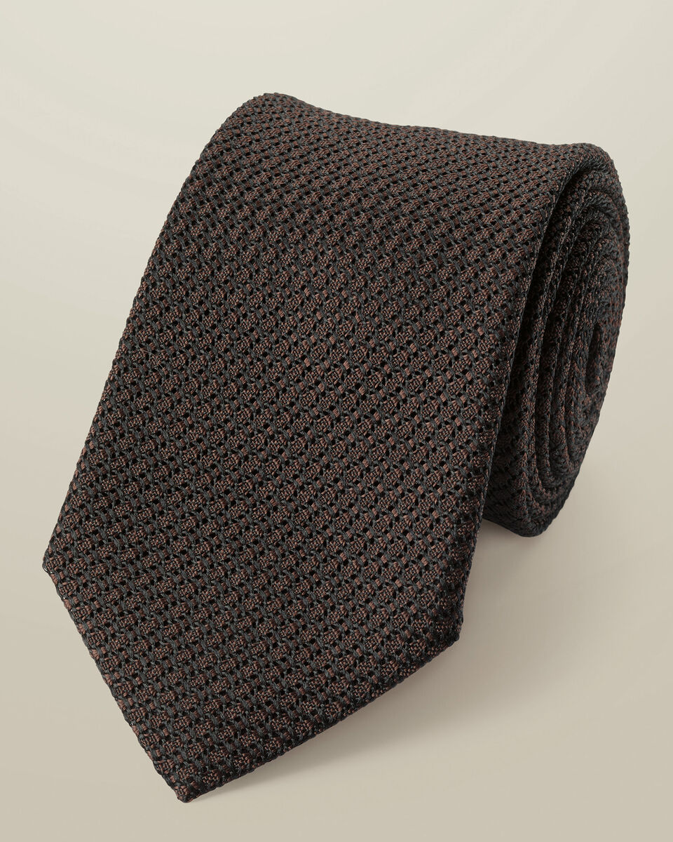 עניבה איטלקית חום שוקולד - Chocolate brown Grenadine silk Italian tie