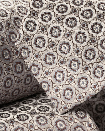 עניבה - Ivory silk geo tie