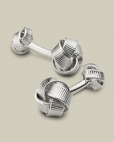 חפתים - Silver textured knot reversible cufflink 