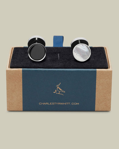 חפתים בצבע שחור ואם הפנינה - Mother of Pearl and Onyx evening cufflink