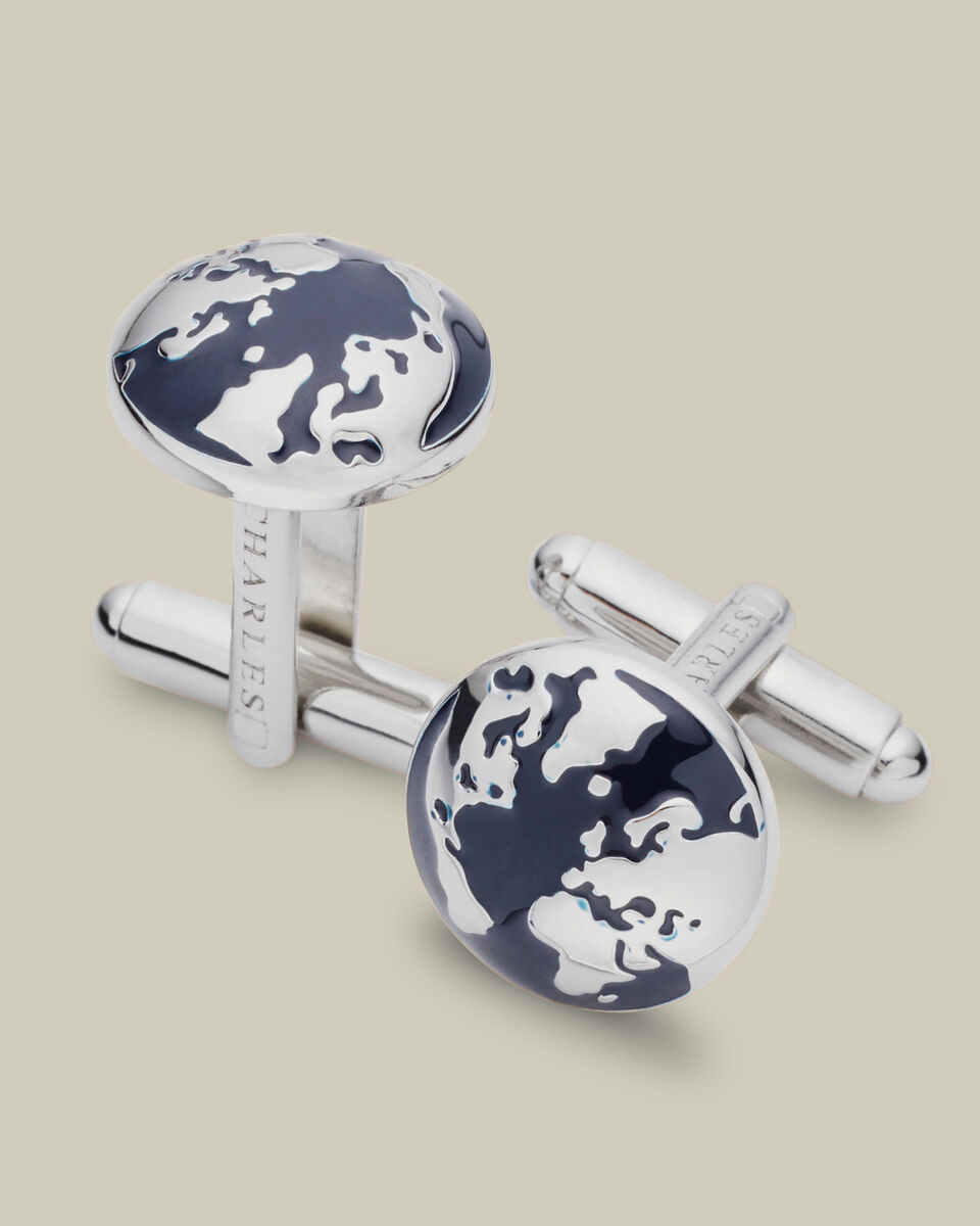חפתים בצורת גלובוס - Navy globe cufflink