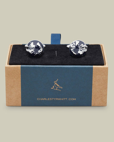 חפתים בצורת גלובוס - Navy globe cufflink