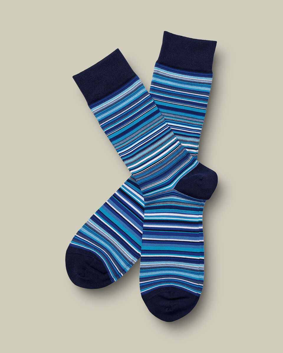 זוג גרביים  Cobalt blue multi stripe socks