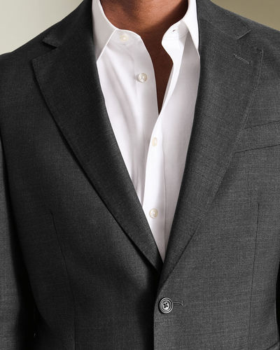 חליפה סלים פיט אפור פחם - Charcoal slim fit natural stretch twill suit jacket