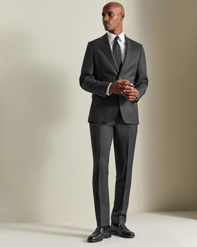 חליפה סלים פיט אפור פחם - Charcoal slim fit natural stretch twill suit jacket