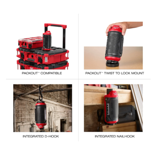 רמקול נטען Milwaukee M12 Bluetooth PACKOUT דגם 2955-20 גוף בלבד 