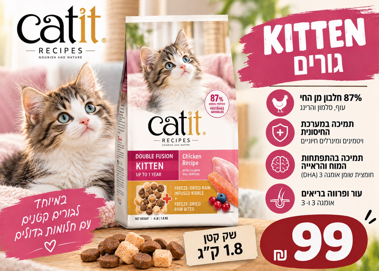 קט איט לחתול קיטן 1.8 ק"ג 