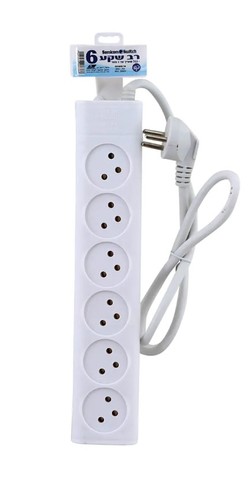רב־שקע 6 שקעים עם כבל 1 מ׳ SEMICOM | SW-MS6-1M