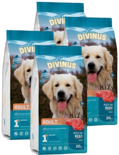 מארז 4 שקים דיווינוס בוגר Divinus Adult מזון סופר פרימיום לכלבים 20 ק"ג (4X20) - במחיר מבצע! *רק באיסוף עצמי