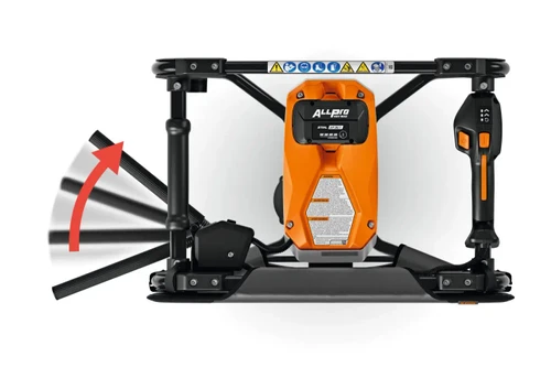 מבט על של מקדח אדמה נטען מקצועי STIHL BTA 140 לחפירת בורות בקרקע - גוף בלבד
