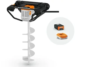 מקדח אדמה נטען מקצועי STIHL BTA 140 לחפירת בורות בקרקע + סוללה AP 300 S ומטען מהיר AL 501