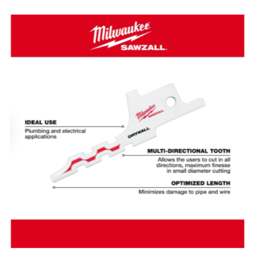  להב גבס Milwaukee SAWZALL דגם 48-00-1640 לחיתוך פתחים בגבס לעבודות חשמל ואינסטלציה