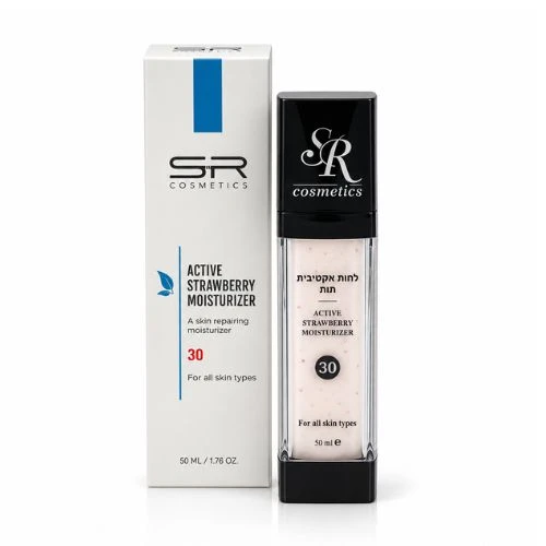 לחות אקטיבית תות של SR COSMETICS עם SPF25 להענקת לחות והגנה לעור הפנים 50ml