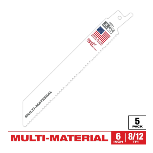 סט 5 להבי Milwaukee SAWZALL דגם 48-00-5091 אורך 6 אינץ 8/12TPI לחיתוך רב-חומרי