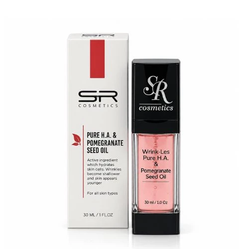 סרום חומצה היאלורונית ושמן רימונים של SR COSMETICS להענקת לחות, הזנה ורעננות לעור הפנים 30ml