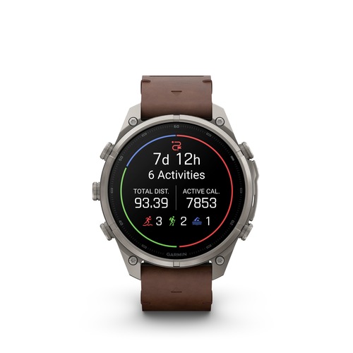 שעון חכם Garmin Fenix 9 Pro inReach 51mm Titanium with Walnut Leather Band and Pebble Gray/Silver Gray Silicone