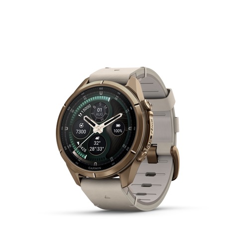 שעון חכם Garmin Fenix 9 Pro inReach  43mm Titanium Autumn Gold with bone leather band and cream/French gray silicone