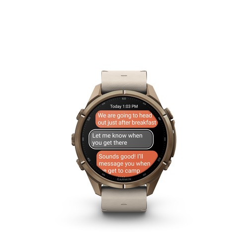 שעון חכם Garmin Fenix 9 Pro inReach  43mm Titanium Autumn Gold with bone leather band and cream/French gray silicone