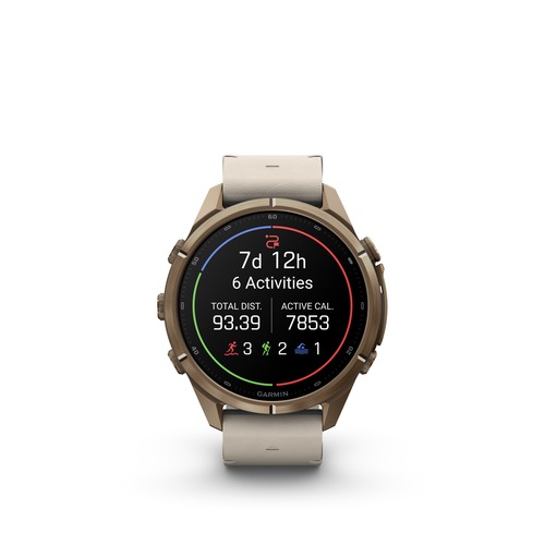 שעון חכם Garmin Fenix 9 Pro inReach  43mm Titanium Autumn Gold with bone leather band and cream/French gray silicone