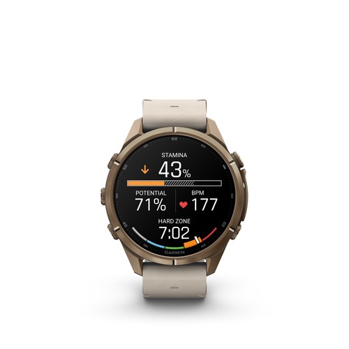 שעון חכם Garmin Fenix 9 Pro inReach  43mm Titanium Autumn Gold with bone leather band and cream/French gray silicone
