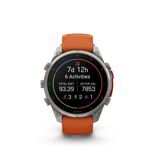 שעון חכם Garmin Fenix 9 Pro inReach  51mm Titanium with Autumn Orange/Spark Orange Silicone band