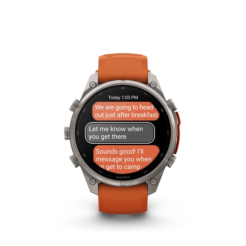 שעון חכם Garmin Fenix 9 Pro inReach  51mm Titanium with Autumn Orange/Spark Orange Silicone band