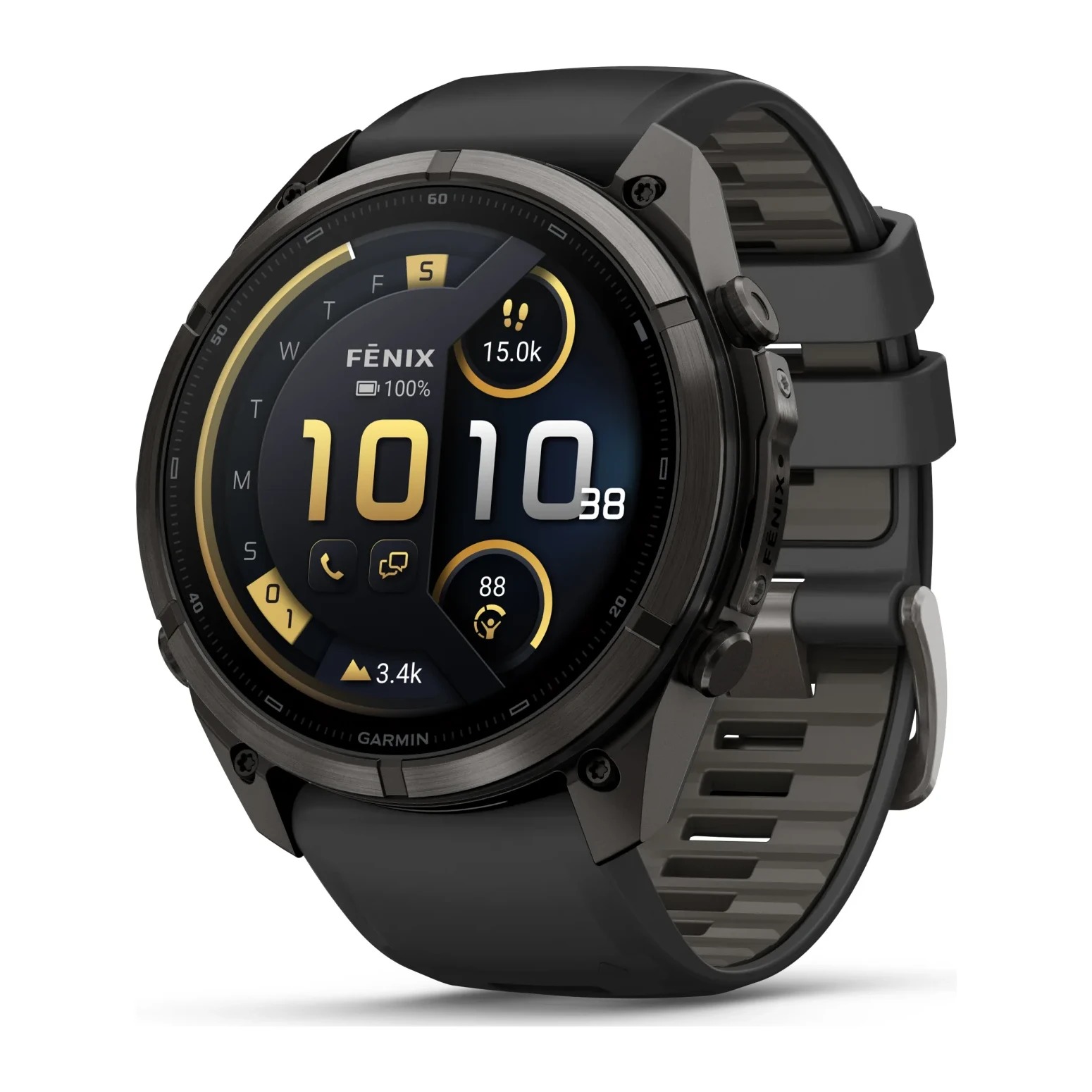 שעון חכם Garmin Fenix 9 Pro inReach  51mm Carbon Gray DLC Titanium with Black/Pebble Gray Silicone Band