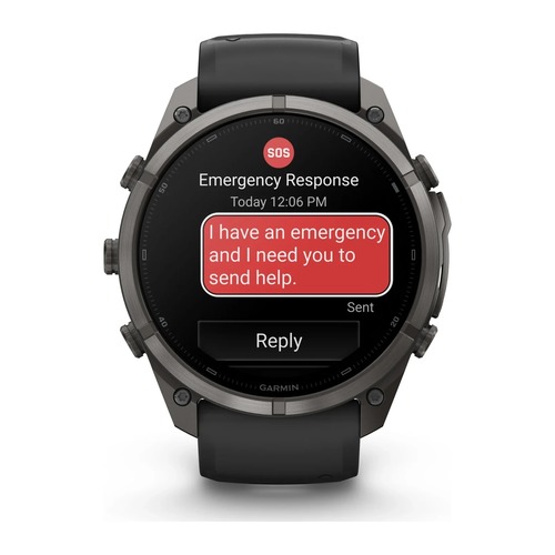 שעון חכם Garmin Fenix 9 Pro inReach  51mm Carbon Gray DLC Titanium with Black/Pebble Gray Silicone Band