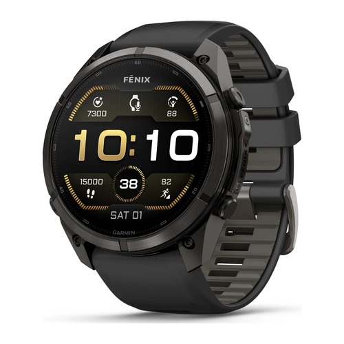 שעון חכם Garmin Fenix 9 Pro 51mm Carbon Gray DLC Titanium with Black/Pebble Gray Silicone Band