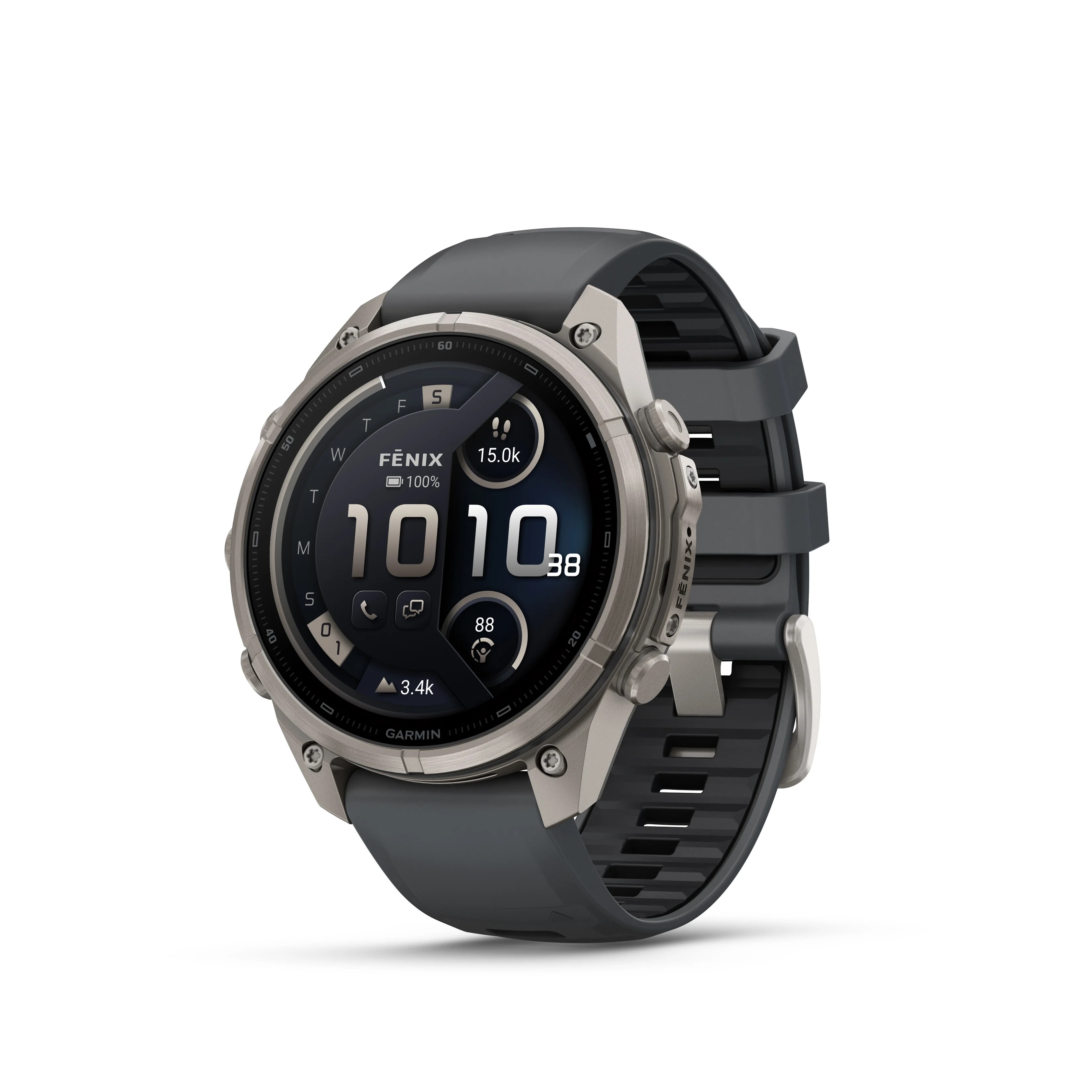 שעון חכם Garmin Fenix 9 Pro inReach 47mm Titanium Graphite/Black Silicone band