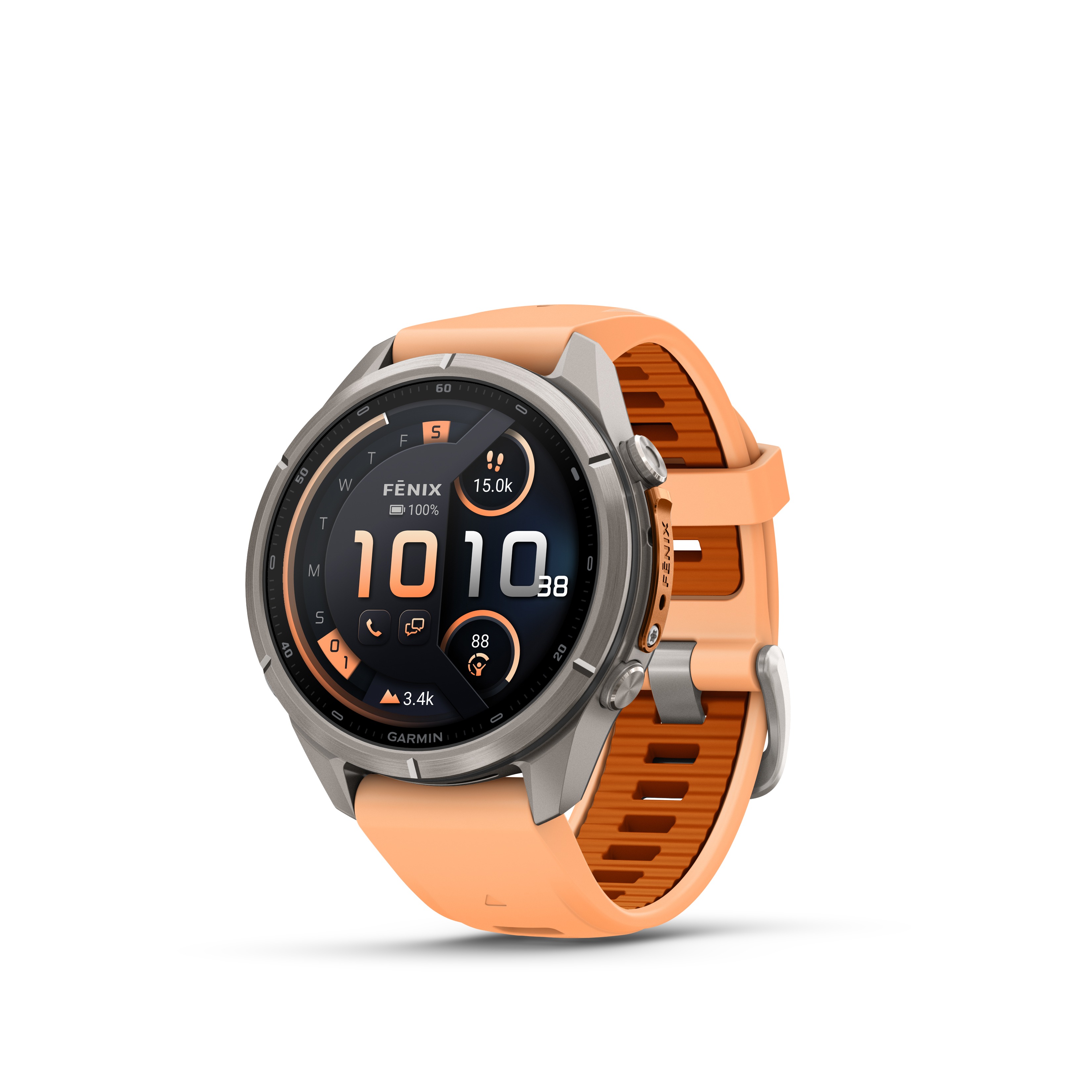 שעון חכם Garmin Fenix 9 Pro inReach 43mm Titanium with Shell Pink/Autumn Orange silicone band