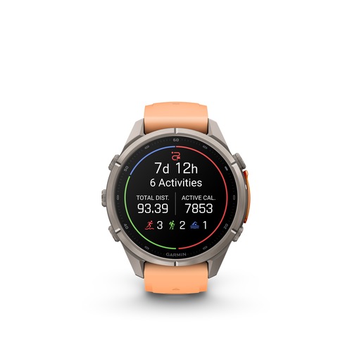 שעון חכם Garmin Fenix 9 Pro inReach 43mm Titanium with Shell Pink/Autumn Orange silicone band