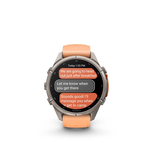 שעון חכם Garmin Fenix 9 Pro inReach 43mm Titanium with Shell Pink/Autumn Orange silicone band